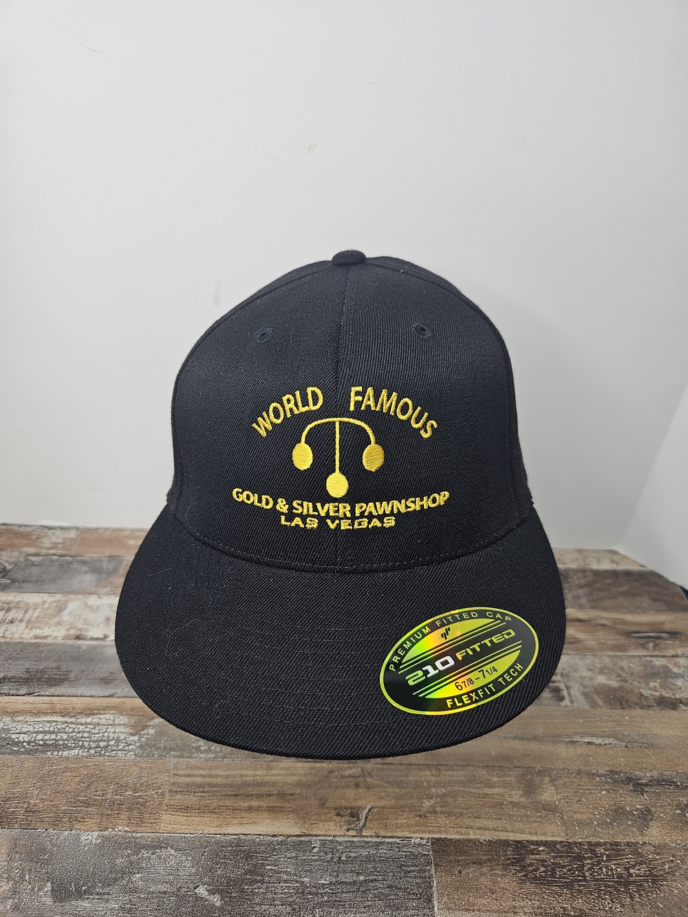 210 Fitted Gold & Silver. Pawn Stars Flexfit Black Cap. 6 7/8- 7 1/4